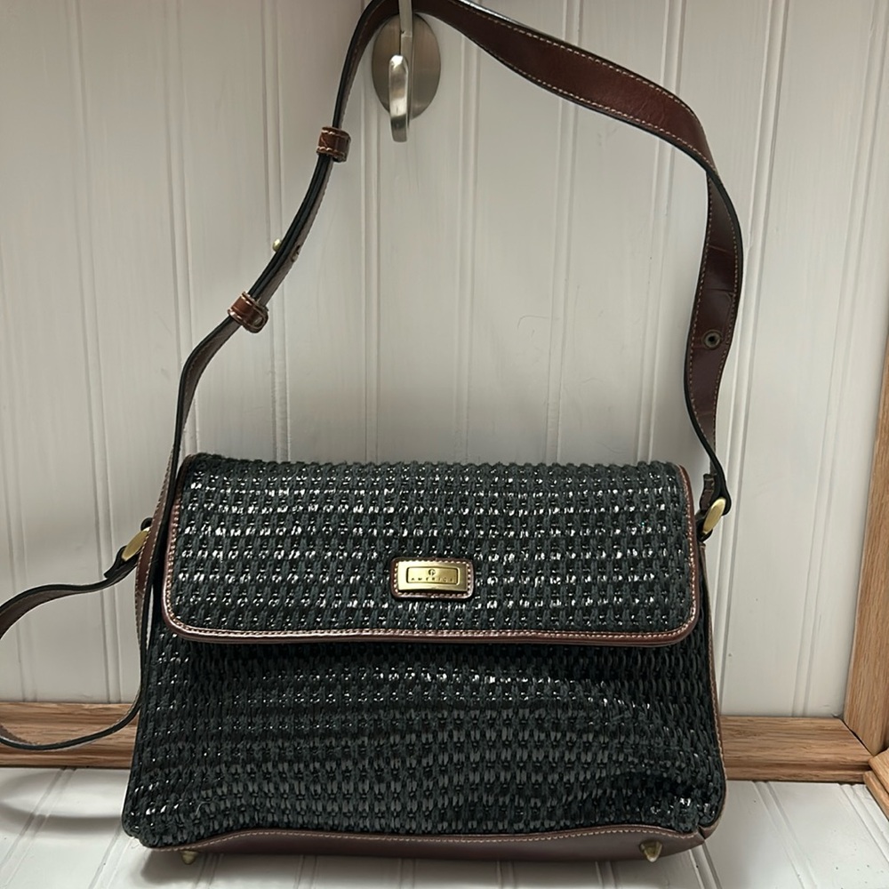 America Brand Black Woven Pattern Bag/Purse